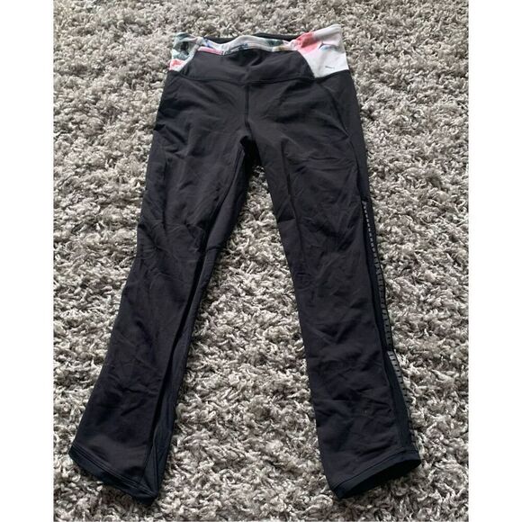 Lululemon Extra Mile Black reflective CROP LEGGINGS sz 2 21” - Picture 1 of 6